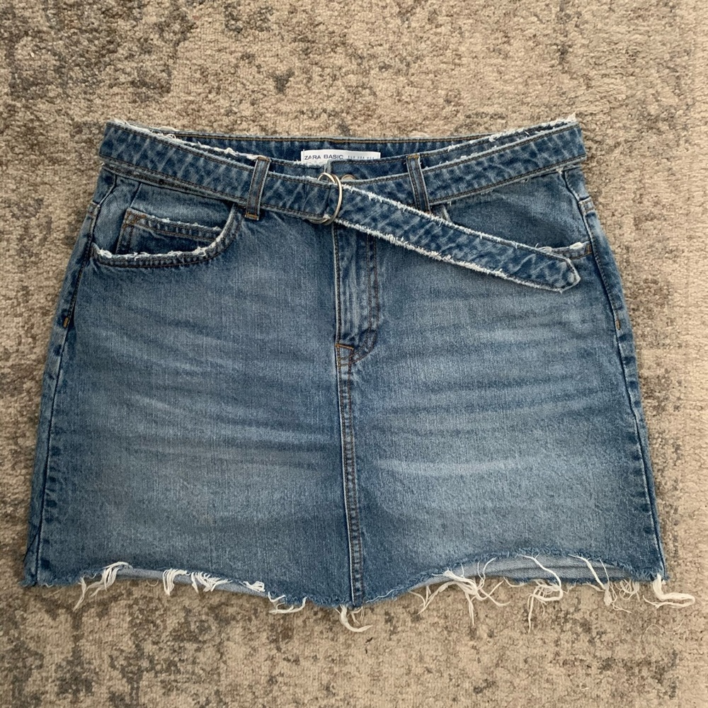 ZARA Distressed Jean Skirt